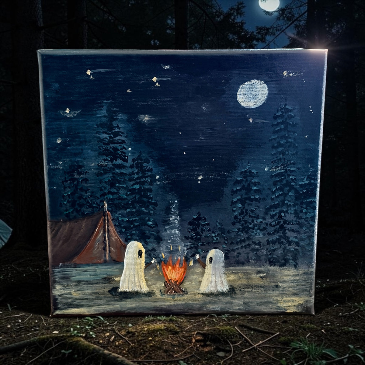 ‘Campfire Ghost Stories’ Original Canvas Painting