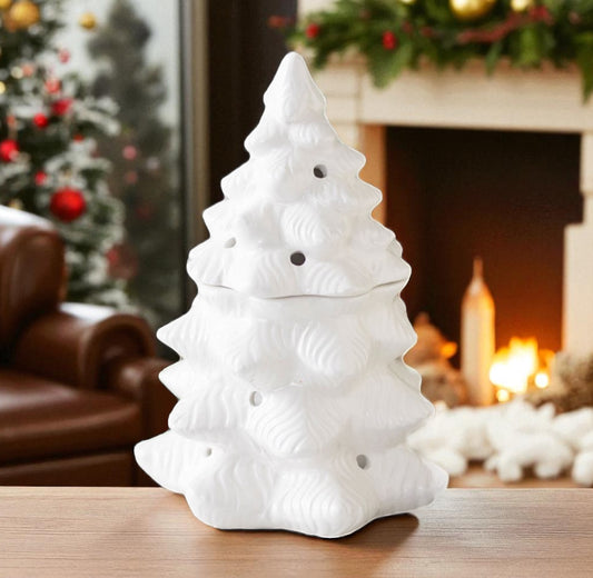 White Christmas Fire Tree Burner