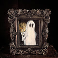 Framed Mini Gothic Original Ghost Holding Candle Painting