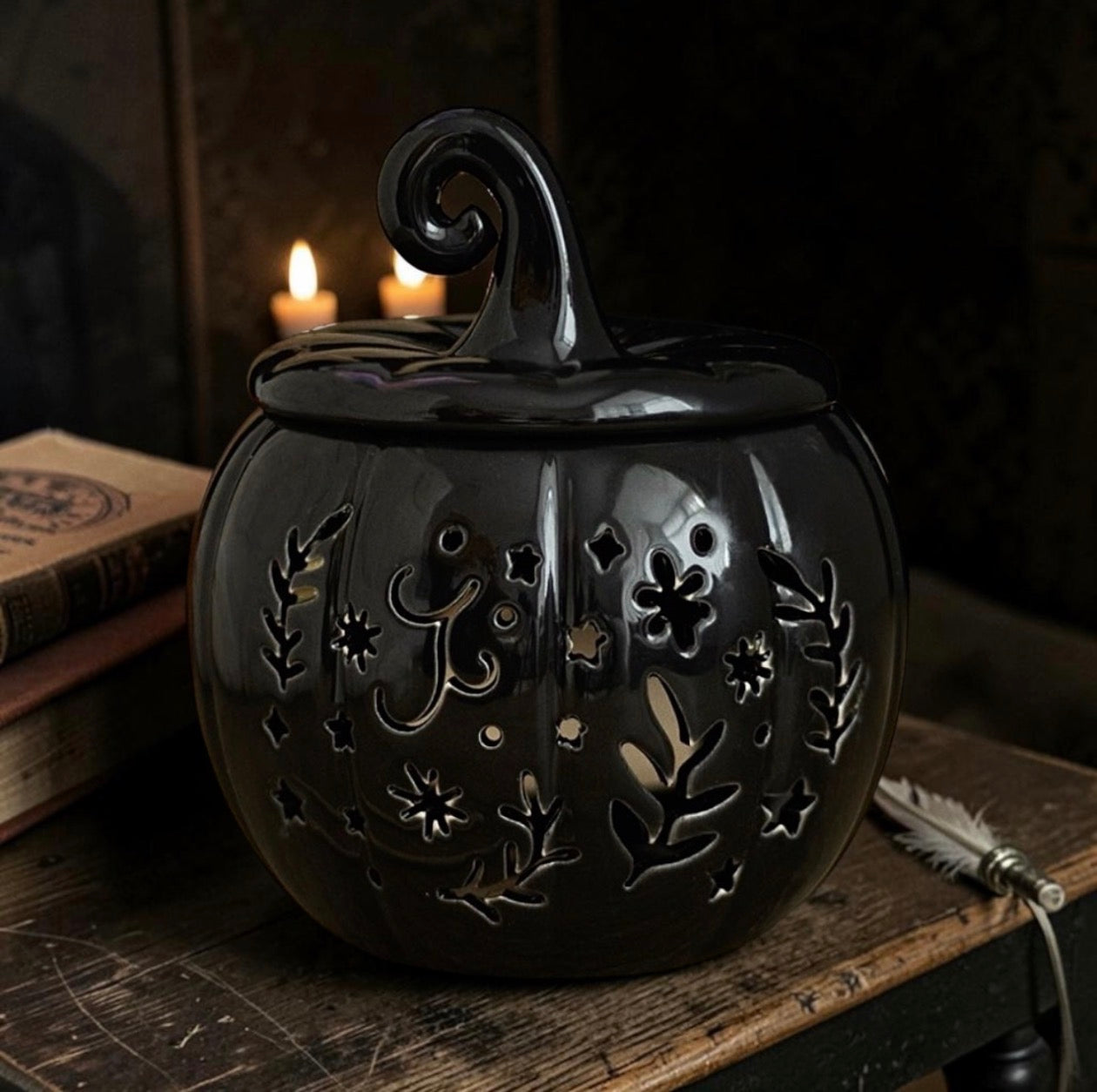 Folk Black Pumpkin Burner