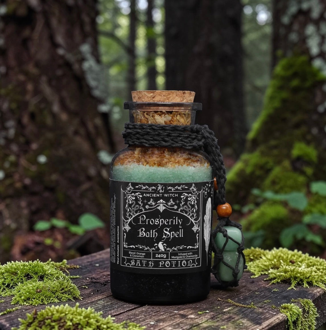 Bath Spell Potion & Aventurine Crystal Amulet-Prosperity