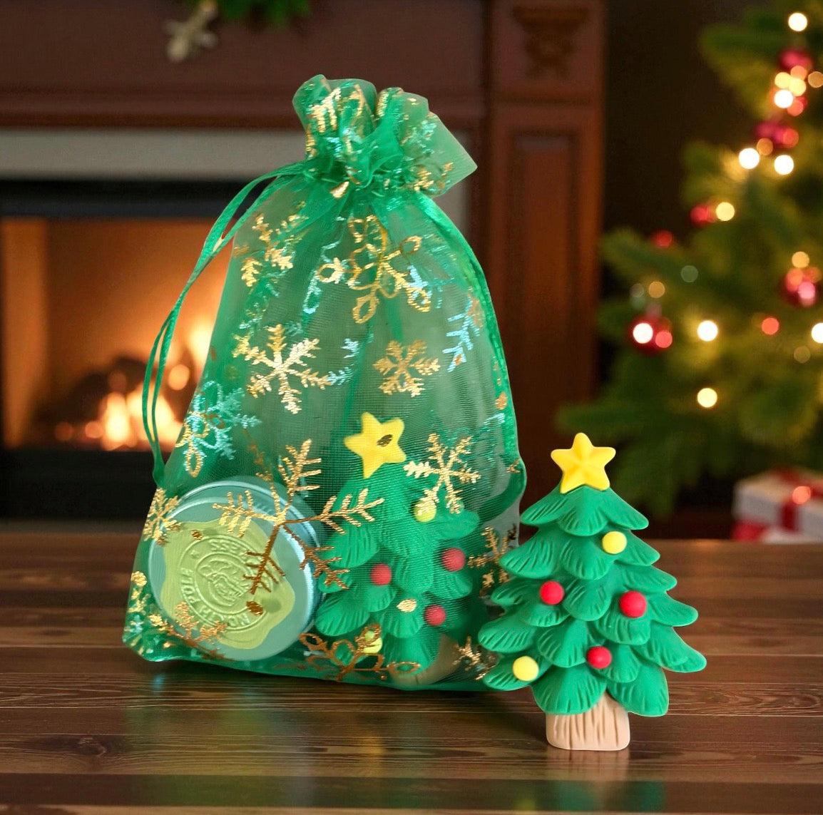 Sage, Pine & Cedar Wood Christmas Tree Car Freshener