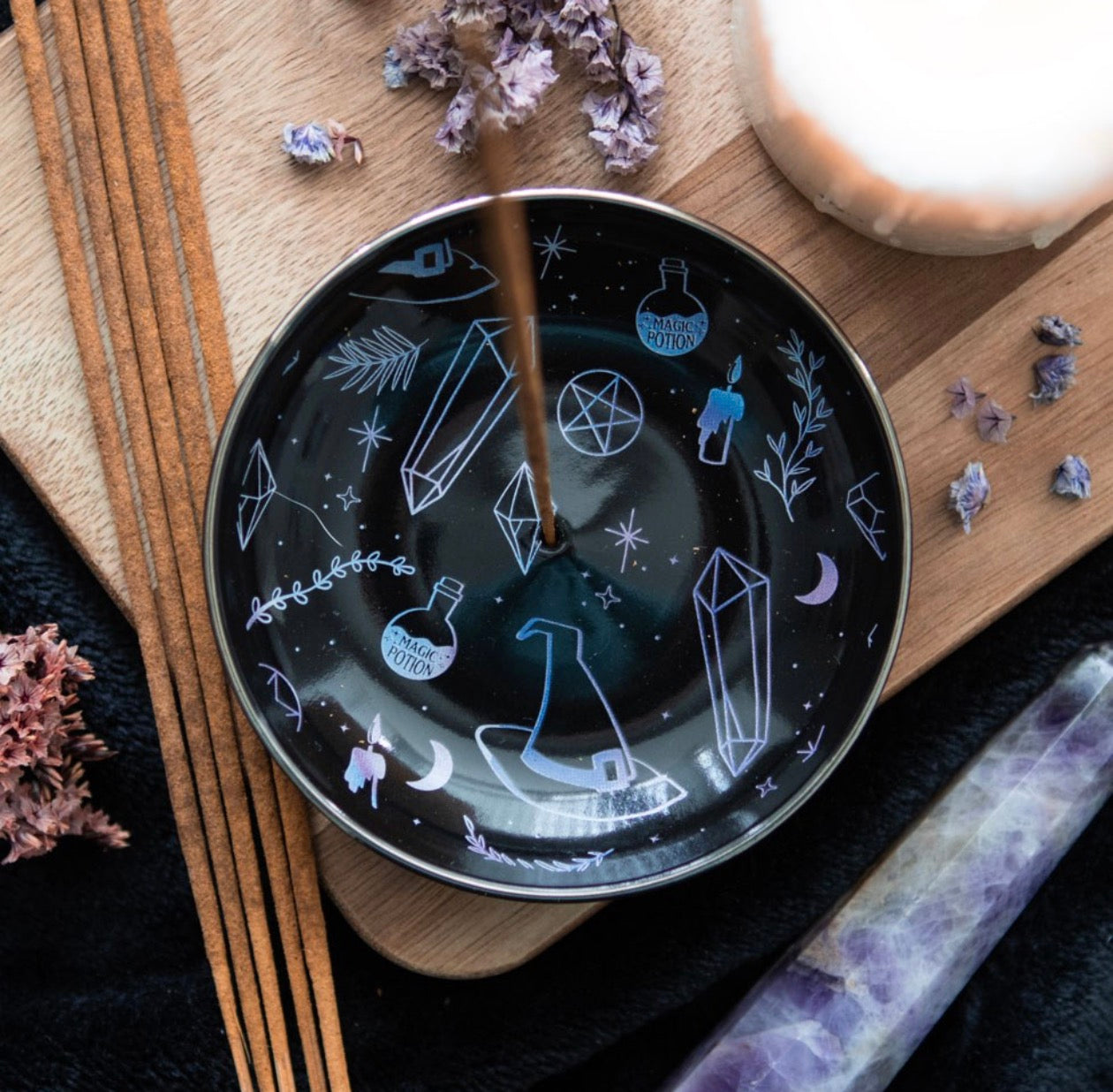 Crystal Witch Incense Holder Plate