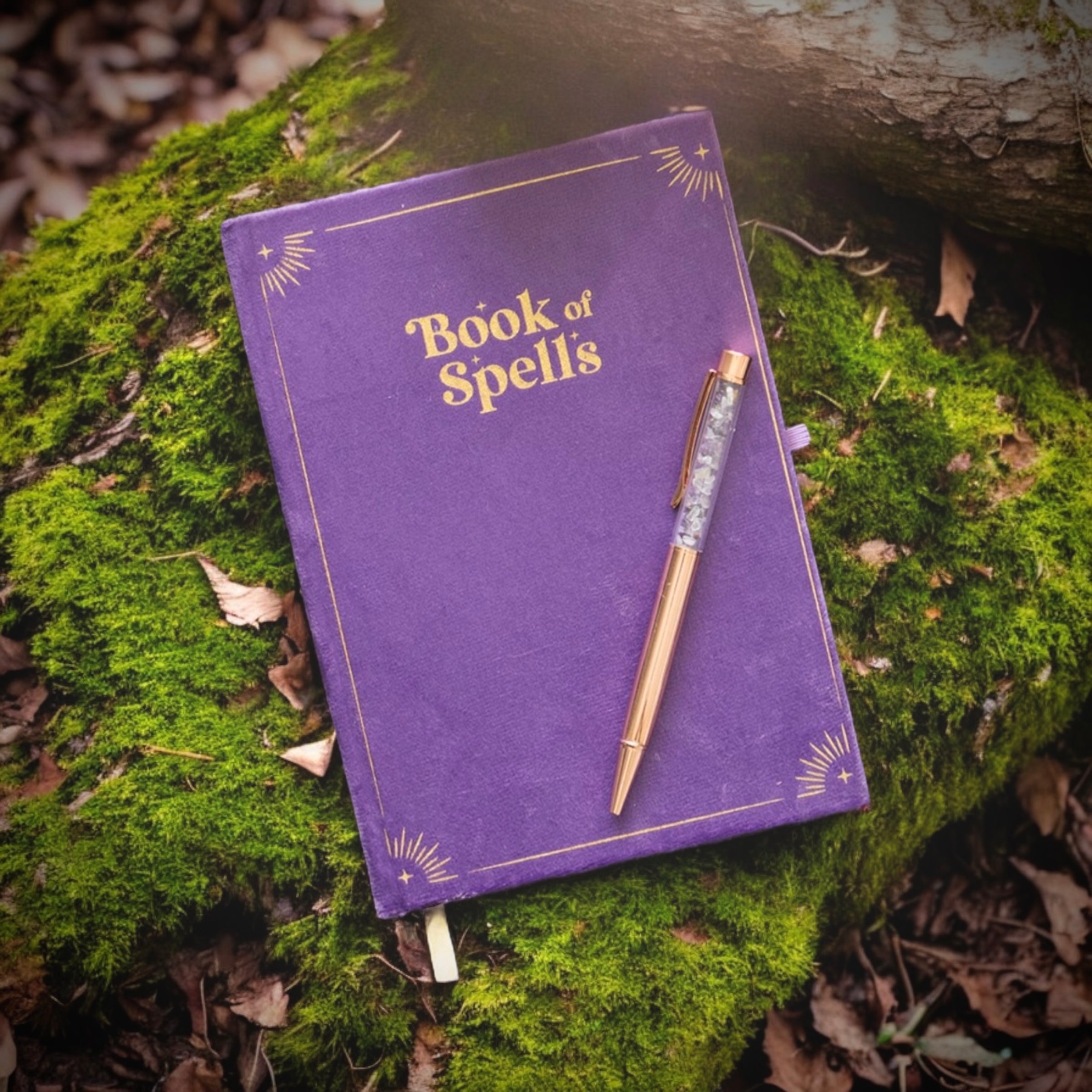Book Of Spells Journal With Amethyst Crystal Pen.