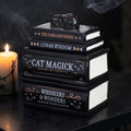 Black Book Stack With Cat Burner