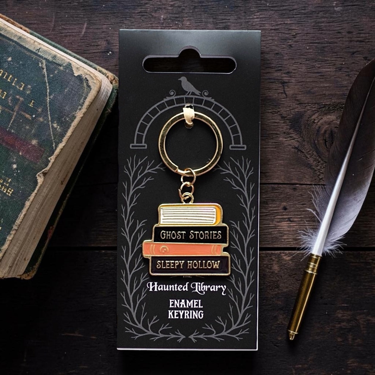 The Haunted Library Book Stack Keyring