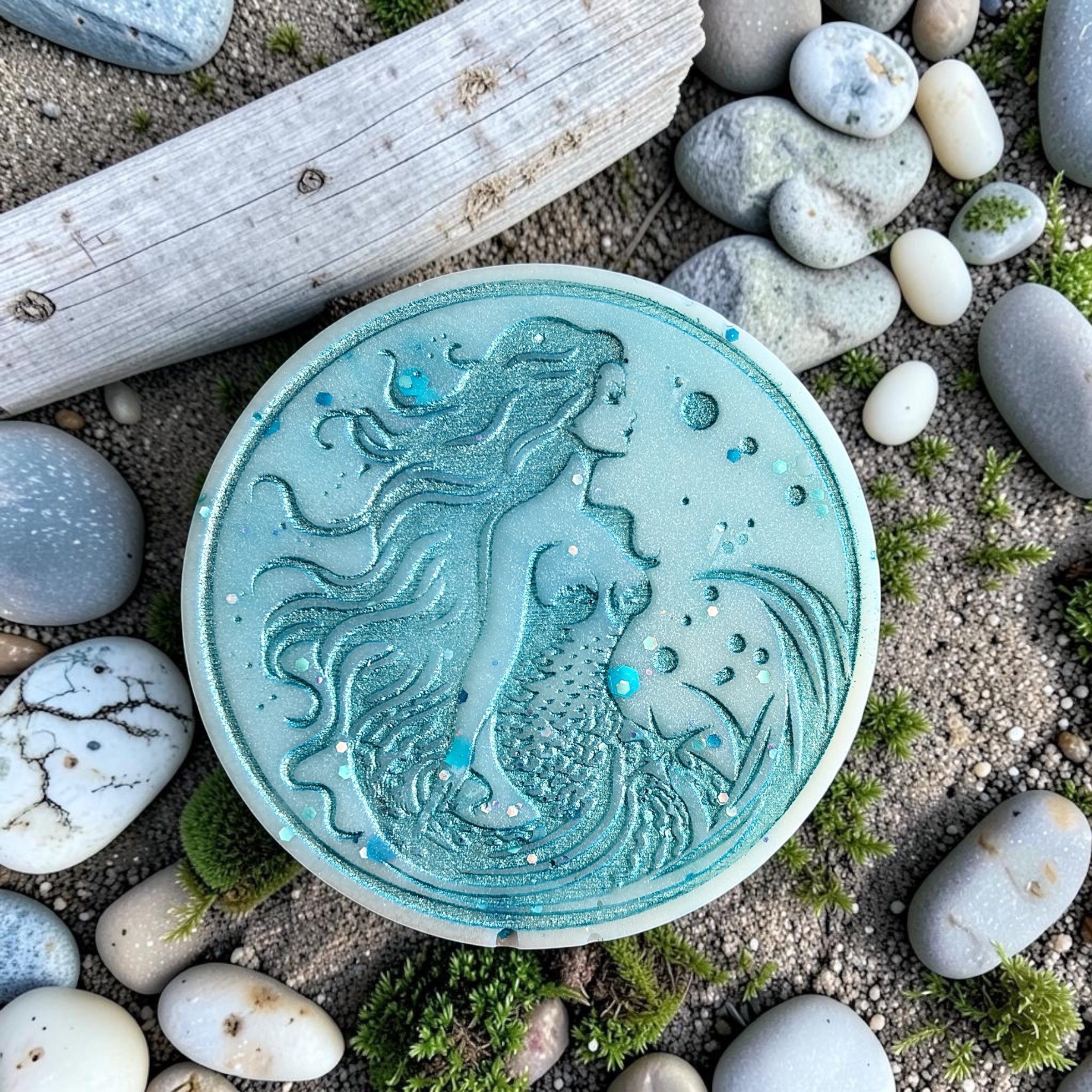 Crisp Linen & Aqua Skies Mermaid Disc Wax Melt (Individual)