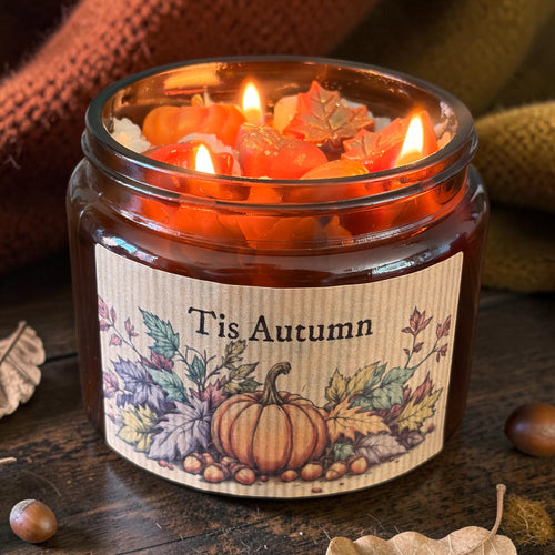 Autumnal Three Wick Candle With Wax Melt Toppers- Chestnut Brown Sugar- PRE ORDER